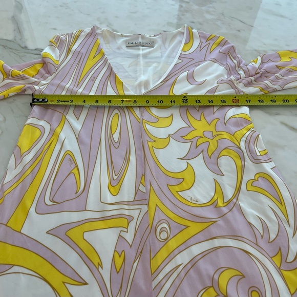 EMILIO PUCCI LAVENDER YELLOW VISCOSE DRESS MODEL 1EJH25 SIZE IT 40 / US 6 - Picture 10 of 17